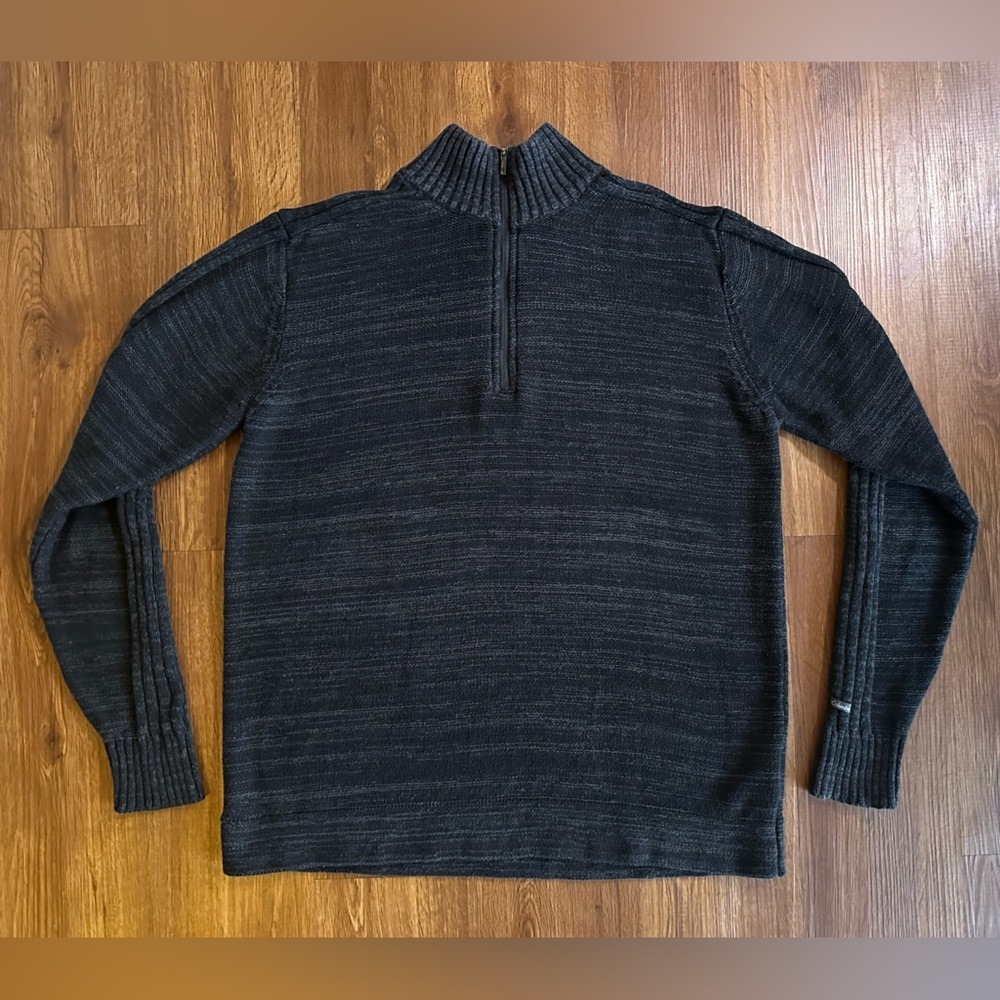 Columbia Men's Dark Charcoal Gray 1/4 Zip Knit Long Sleeve Mock Neck Sweater
